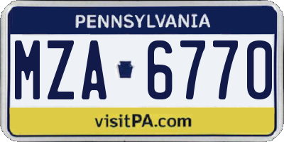 PA license plate MZA6770