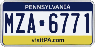 PA license plate MZA6771