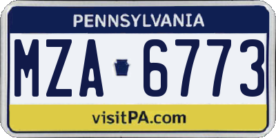 PA license plate MZA6773