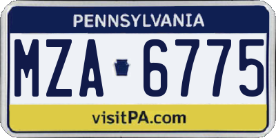 PA license plate MZA6775