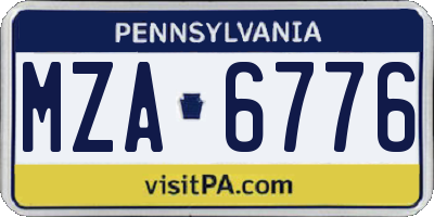 PA license plate MZA6776
