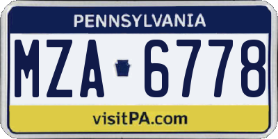 PA license plate MZA6778