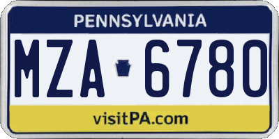 PA license plate MZA6780