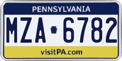PA license plate MZA6782