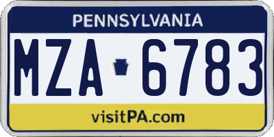 PA license plate MZA6783