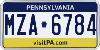 PA license plate MZA6784