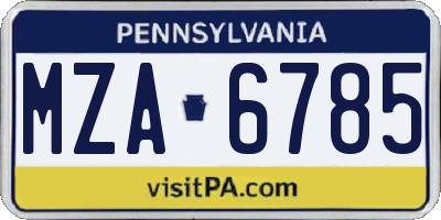 PA license plate MZA6785