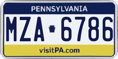 PA license plate MZA6786