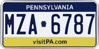 PA license plate MZA6787