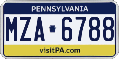 PA license plate MZA6788
