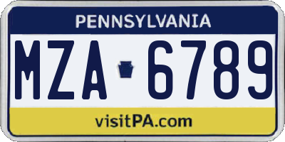 PA license plate MZA6789