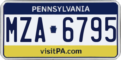 PA license plate MZA6795