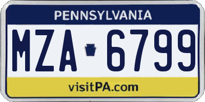 PA license plate MZA6799