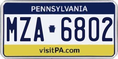 PA license plate MZA6802