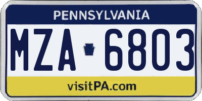 PA license plate MZA6803