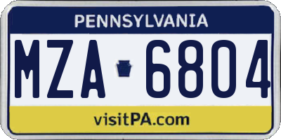PA license plate MZA6804