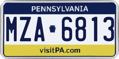 PA license plate MZA6813