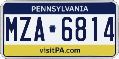 PA license plate MZA6814