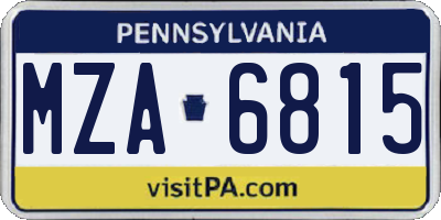 PA license plate MZA6815