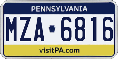 PA license plate MZA6816