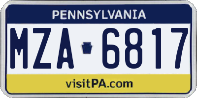 PA license plate MZA6817