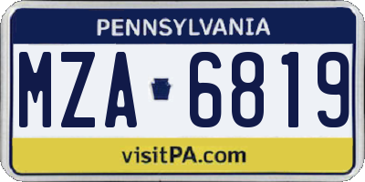 PA license plate MZA6819
