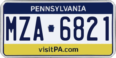 PA license plate MZA6821