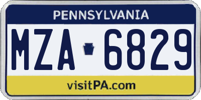 PA license plate MZA6829