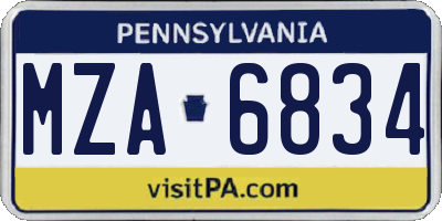 PA license plate MZA6834