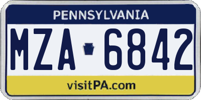 PA license plate MZA6842