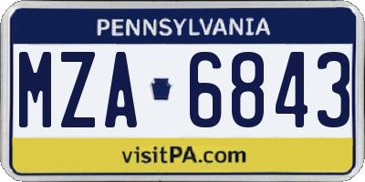 PA license plate MZA6843
