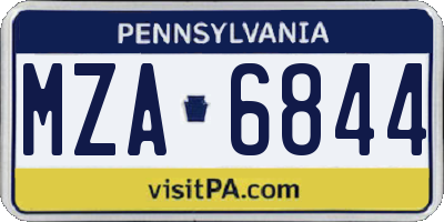 PA license plate MZA6844