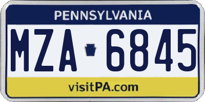 PA license plate MZA6845