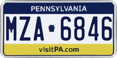 PA license plate MZA6846