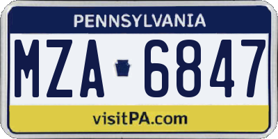 PA license plate MZA6847