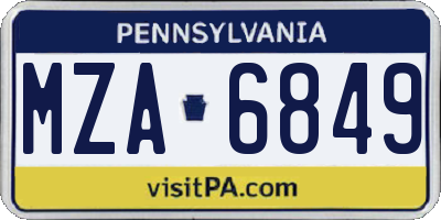 PA license plate MZA6849