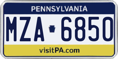 PA license plate MZA6850