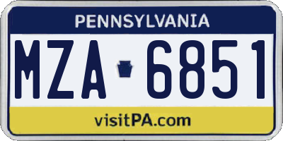 PA license plate MZA6851