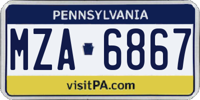 PA license plate MZA6867