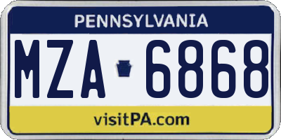 PA license plate MZA6868