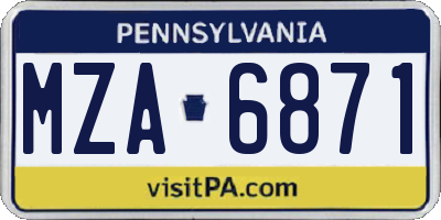 PA license plate MZA6871