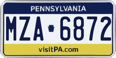 PA license plate MZA6872