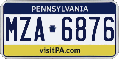 PA license plate MZA6876