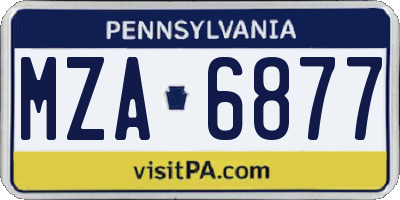 PA license plate MZA6877