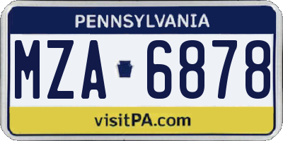 PA license plate MZA6878
