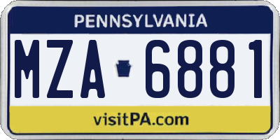 PA license plate MZA6881