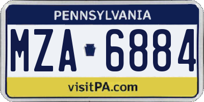 PA license plate MZA6884
