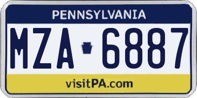 PA license plate MZA6887