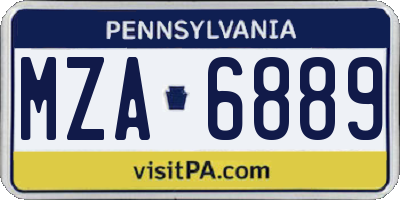 PA license plate MZA6889