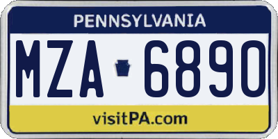 PA license plate MZA6890